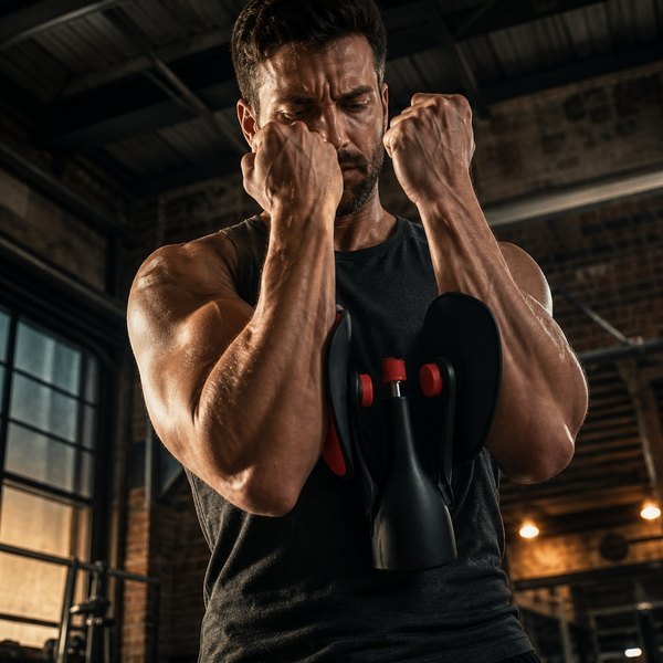 Uomo esegue esercizio per petto con trainer KEGELFIT in palestra